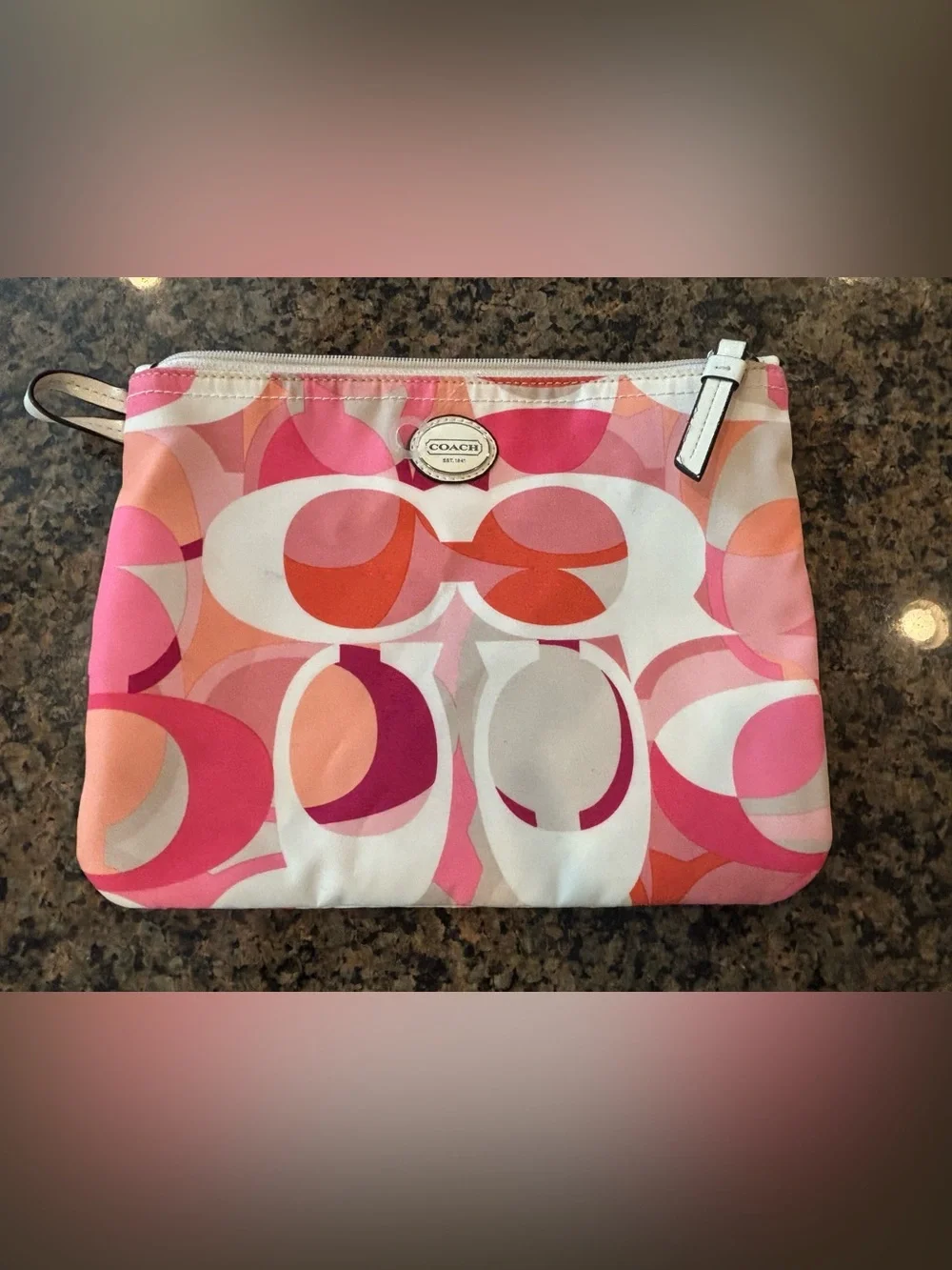 Coach Pink Signature Satin Accessory Daisy Kaleidoscope Pouch Y2K Vintage